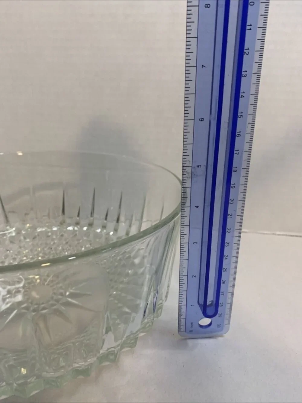 Vintage Indiana Glass Clear Starburst Diamond Cut Serving Bowl  9